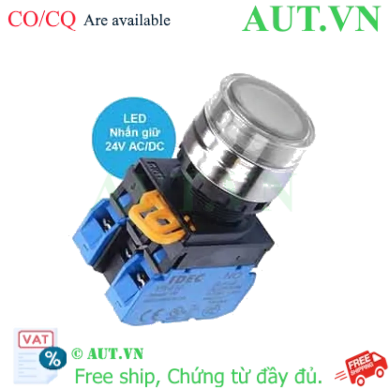 Ảnh của Nút nhấn giữ có đèn IDEC YW4L-AF2E20Q4W 24VAC/DC D22 2NO (Trắng)