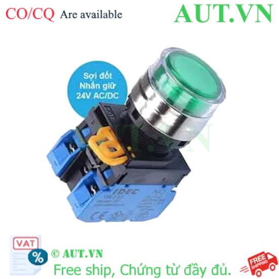 Ảnh của Nút nhấn giữ có đèn IDEC YW4L-AF2E20Q7G 24VAC/DC D22 2NO (Xanh)