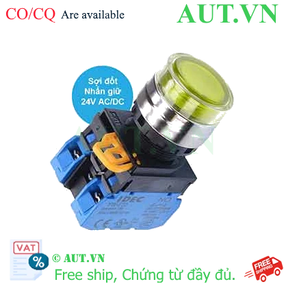 Ảnh của Nút nhấn giữ có đèn IDEC YW4L-AF2E20Q7Y 24VAC/DC D22 2NO (Vàng)
