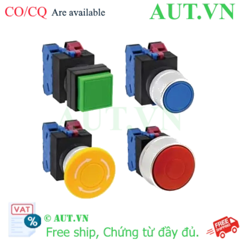 Ảnh của Nút nhấn giữ không đèn IDEC AOW422S-MAU D22 2NO+2NC (Xanh)