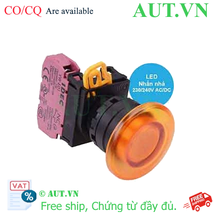 Ảnh của Nút nhấn nhả có đèn IDEC YW1L-M4E01QM3A 220VAC D22 1NC (Hổ phách)