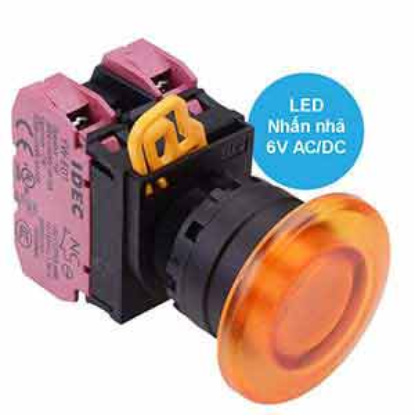 Ảnh của Nút nhấn nhả có đèn IDEC YW1L-M4E02Q2A 6VAC/DC D22 2NC (Hổ phách)