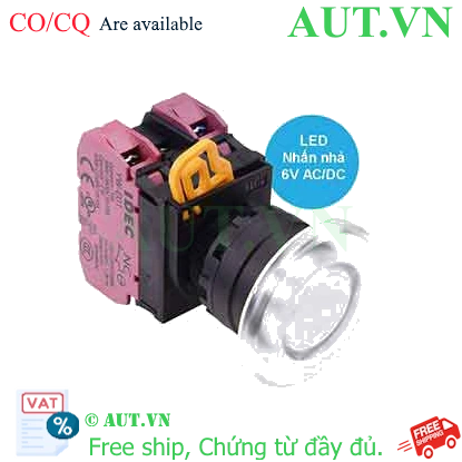 Ảnh của Nút nhấn nhả có đèn IDEC YW1L-M4E02Q2PW 6VAC/DC D22 2NC (Trắng)