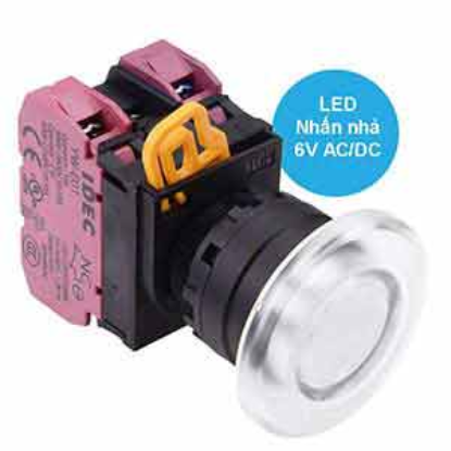 Ảnh của Nút nhấn nhả có đèn IDEC YW1L-M4E02Q2PW 6VAC/DC D22 2NC (Trắng)