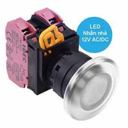 Ảnh của Nút nhấn nhả có đèn IDEC YW1L-M4E02Q3W 12VAC/DC D22 2NC (Trắng)