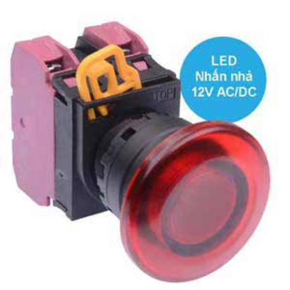 Ảnh của Nút nhấn nhả có đèn IDEC YW1L-M4E02Q3R 12VAC/DC D22 2NC (Đỏ)