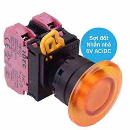 Ảnh của Nút nhấn nhả có đèn IDEC YW1L-M4E02Q5A 6VAC/DC D22 2NC (Hổ phách)