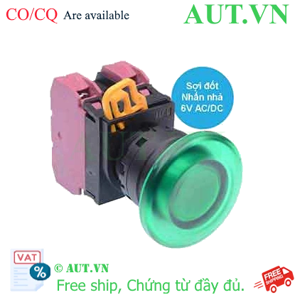Ảnh của Nút nhấn nhả có đèn IDEC YW1L-M4E02Q5G 6VAC/DC D22 2NC (Xanh)