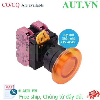 Ảnh của Nút nhấn nhả có đèn IDEC YW1L-M4E02Q7A 24VAC/DC D22 2NC (Hổ phách)