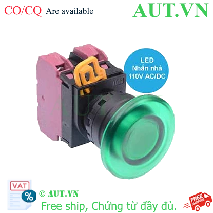 Ảnh của Nút nhấn nhả có đèn IDEC YW1L-M4E02QHG 110VAC D22 2NC (Xanh)