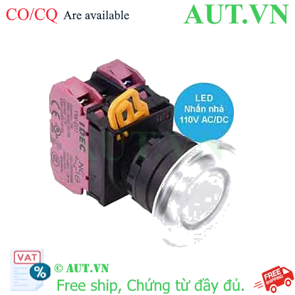 Ảnh của Nút nhấn nhả có đèn IDEC YW1L-M4E02QHPW 110VAC D22 2NC (Trắng)