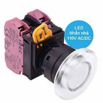 Ảnh của Nút nhấn nhả có đèn IDEC YW1L-M4E02QHPW 110VAC D22 2NC (Trắng)