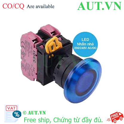 Ảnh của Nút nhấn nhả có đèn IDEC YW1L-M4E02QM3S 220VAC D22 2NC (Xanh)