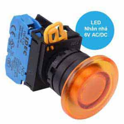 Ảnh của Nút nhấn nhả có đèn IDEC YW1L-M4E10Q2A 6VAC/DC D22 1NO (Hổ phách)