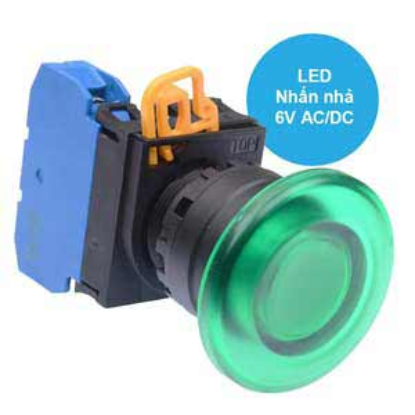 Ảnh của Nút nhấn nhả có đèn IDEC YW1L-M4E10Q2G 6VAC/DC D22 1NO (Xanh)
