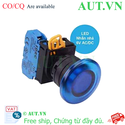 Ảnh của Nút nhấn nhả có đèn IDEC YW1L-M4E10Q2S 6VAC/DC D22 1NO (Xanh)