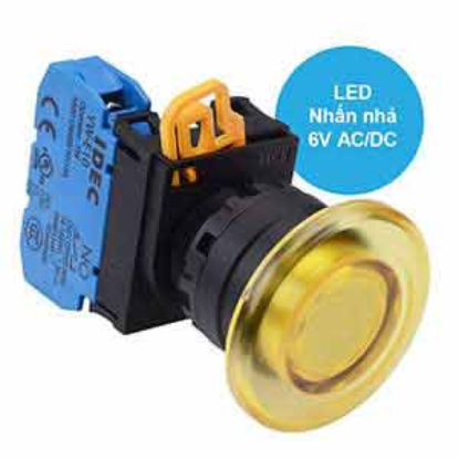 Ảnh của Nút nhấn nhả có đèn IDEC YW1L-M4E10Q2Y 6VAC/DC D22 1NO (Vàng)