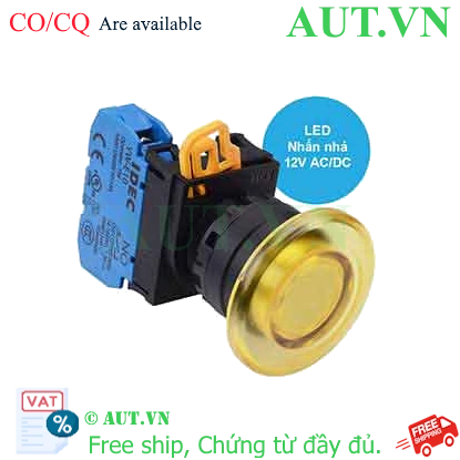 Ảnh của Nút nhấn nhả có đèn IDEC YW1L-M4E10Q3Y 12VAC/DC D22 1NO (Vàng)