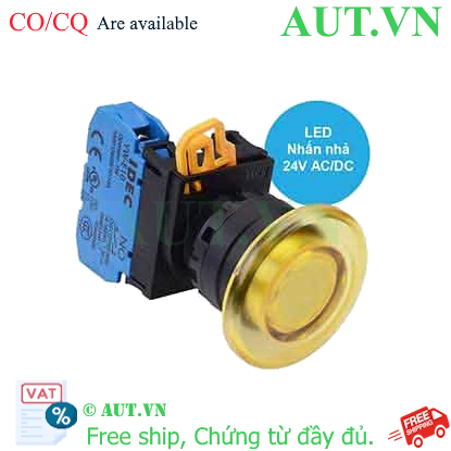 Ảnh của Nút nhấn nhả có đèn IDEC YW1L-M4E10Q4Y 24VAC/DC D22 1NO (Vàng)