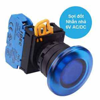 Ảnh của Nút nhấn nhả có đèn IDEC YW1L-M4E10Q5S 6VAC/DC D22 1NO (Xanh)