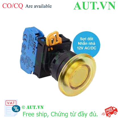 Ảnh của Nút nhấn nhả có đèn IDEC YW1L-M4E10Q6Y 12VAC/DC D22 1NO (Vàng)