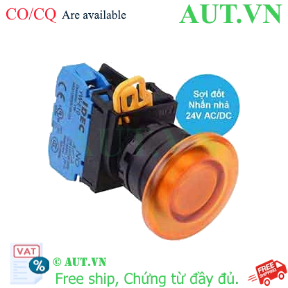 Ảnh của Nút nhấn nhả có đèn IDEC YW1L-M4E10Q7A 24VAC/DC D22 1NO (Hổ phách)