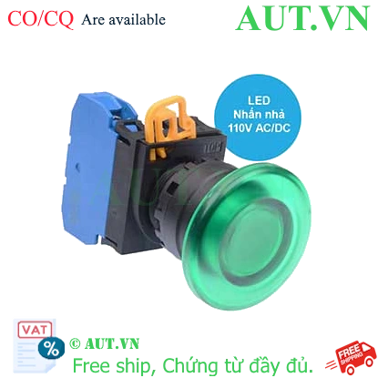 Ảnh của Nút nhấn nhả có đèn IDEC YW1L-M4E10QHG 110VAC D22 1NO (Xanh)