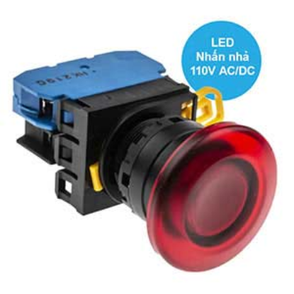 Ảnh của Nút nhấn nhả có đèn IDEC YW1L-M4E10QHR 110VAC D22 1NO (Đỏ)
