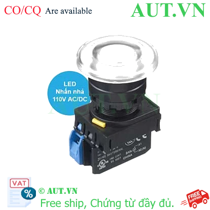 Ảnh của Nút nhấn nhả có đèn IDEC YW1L-M4E10QHW 110VAC D22 1NO (Trắng)