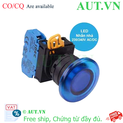 Ảnh của Nút nhấn nhả có đèn IDEC YW1L-M4E10QM3S 220VAC D22 1NO (Xanh)