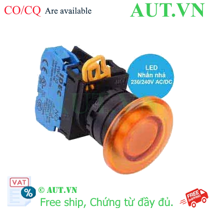 Ảnh của Nút nhấn nhả có đèn IDEC YW1L-M4E10QM3A 220VAC D22 1NO (Hổ phách)