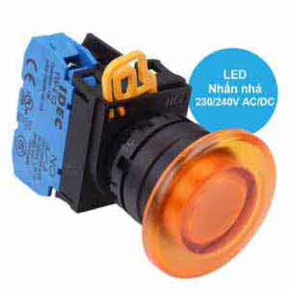 Ảnh của Nút nhấn nhả có đèn IDEC YW1L-M4E10QM3A 220VAC D22 1NO (Hổ phách)