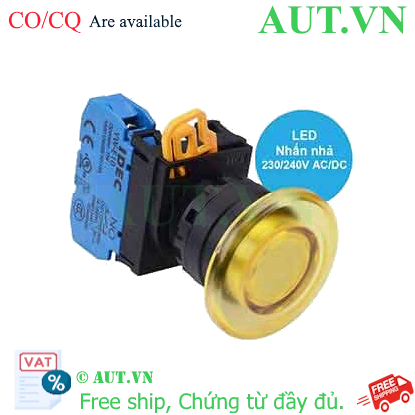 Ảnh của Nút nhấn nhả có đèn IDEC YW1L-M4E10QM3Y 220VAC D22 1NO (Vàng)