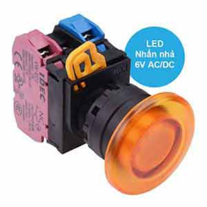 Ảnh của Nút nhấn nhả có đèn IDEC YW1L-M4E11Q2A 6VAC/DC D22 1NO+1NC (Hổ phách)
