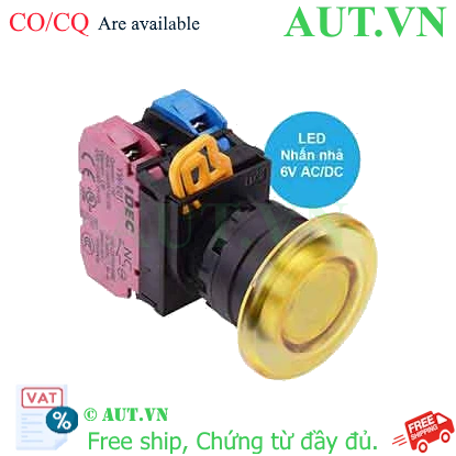 Ảnh của Nút nhấn nhả có đèn IDEC YW1L-M4E11Q2Y 6VAC/DC D22 1NO+1NC (Vàng)