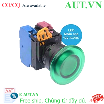 Ảnh của Nút nhấn nhả có đèn IDEC YW1L-M4E11Q3G 12VAC/DC D22 1NO+1NC (Xanh)