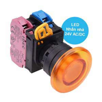 Ảnh của Nút nhấn nhả có đèn IDEC YW1L-M4E11Q4A 24VAC/DC D22 1NO+1NC (Hổ phách)