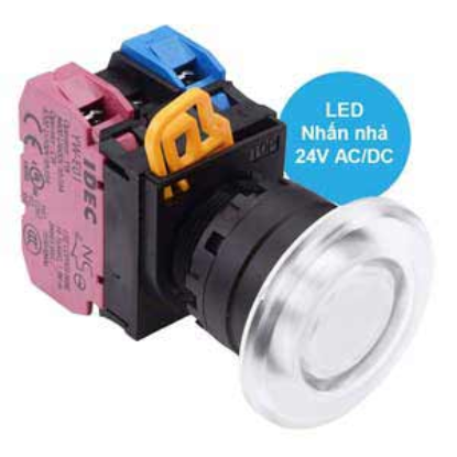 Ảnh của Nút nhấn nhả có đèn IDEC YW1L-M4E11Q4PW 24VAC/DC D22 1NO+1NC (Trắng)