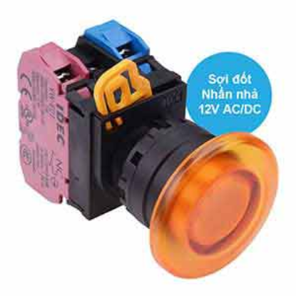 Ảnh của Nút nhấn nhả có đèn IDEC YW1L-M4E11Q6A 12VAC/DC D22 1NO+1NC (Hổ phách)