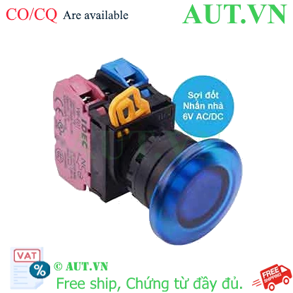 Ảnh của Nút nhấn nhả có đèn IDEC YW1L-M4E11Q5S 6VAC/DC D22 1NO+1NC (Xanh)