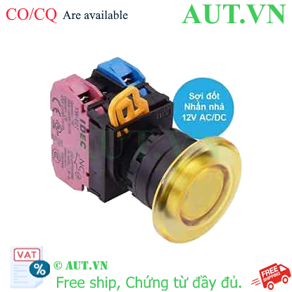Ảnh của Nút nhấn nhả có đèn IDEC YW1L-M4E11Q6Y 12VAC/DC D22 1NO+1NC (Vàng)