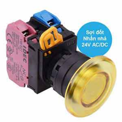 Ảnh của Nút nhấn nhả có đèn IDEC YW1L-M4E11Q7Y 24VAC/DC D22 1NO+1NC (Vàng)