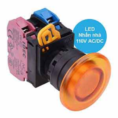 Ảnh của Nút nhấn nhả có đèn IDEC YW1L-M4E11QHA 110VAC D22 1NO+1NC (Hổ phách)
