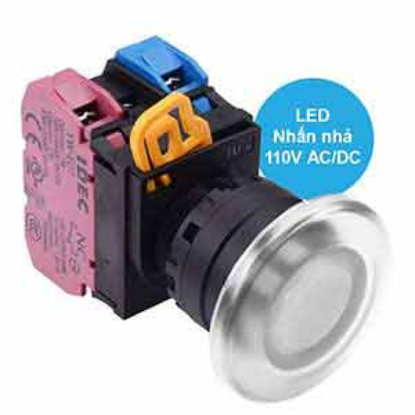Ảnh của Nút nhấn nhả có đèn IDEC YW1L-M4E11QHW 110VAC D22 1NO+1NC (Trắng)