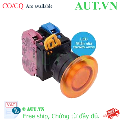 Ảnh của Nút nhấn nhả có đèn IDEC YW1L-M4E11QM3A 220VAC D22 1NO+1NC (Hổ phách)