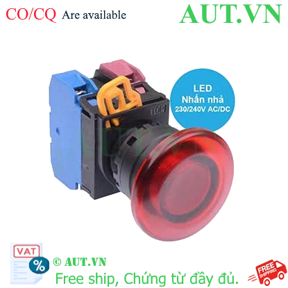 Ảnh của Nút nhấn nhả có đèn IDEC YW1L-M4E11QM3R 220VAC D22 1NO+1NC (Đỏ)