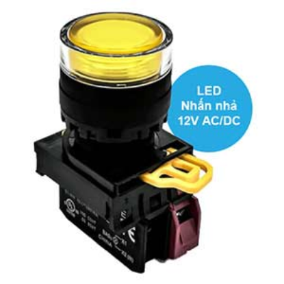 Ảnh của Nút nhấn nhả có đèn IDEC YW1L-MF2E01Q3Y 12VAC/DC D22 1NC (Vàng)