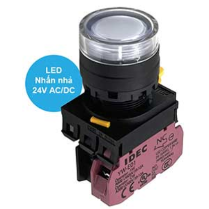 Ảnh của Nút nhấn nhả có đèn IDEC YW1L-MF2E01Q4W 24VAC/DC D22 1NC (Trắng)