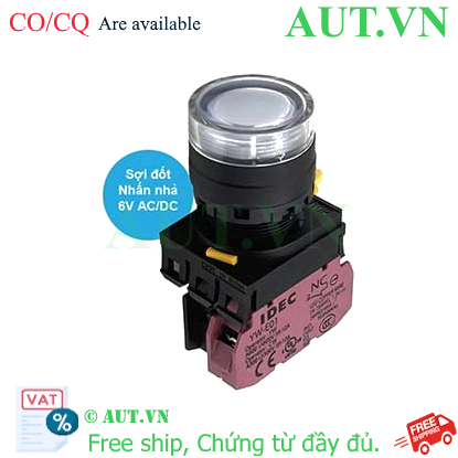 Ảnh của Nút nhấn nhả có đèn IDEC YW1L-MF2E01Q5W 6VAC/DC D22 1NC (Trắng)