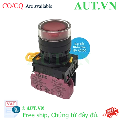 Ảnh của Nút nhấn nhả có đèn IDEC YW1L-MF2E01Q6R 12VAC/DC D22 1NC (Đỏ)
